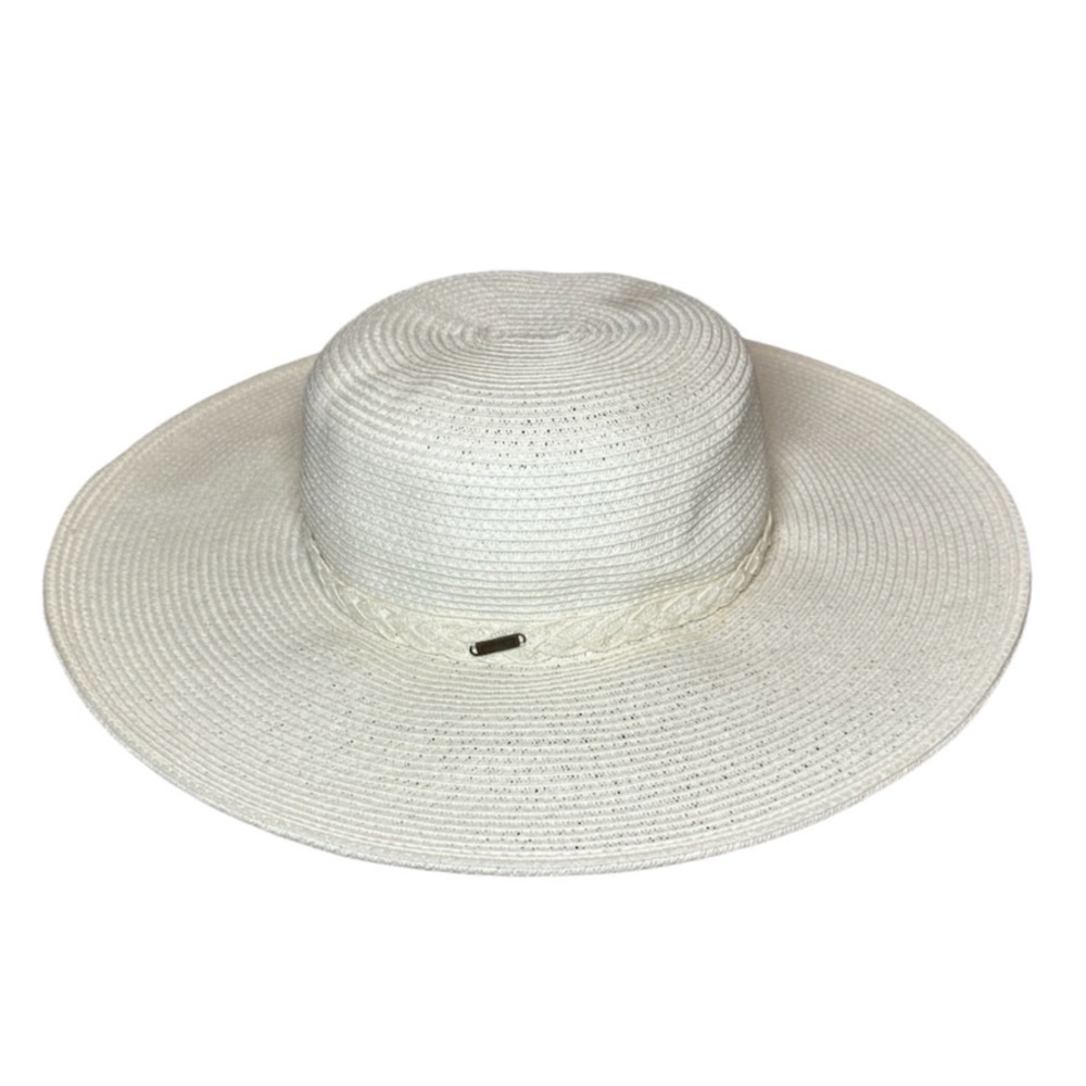 Nine West Sun Hat Women’s One Size Cream Wide Brim Floppy Beach Summer Gardening